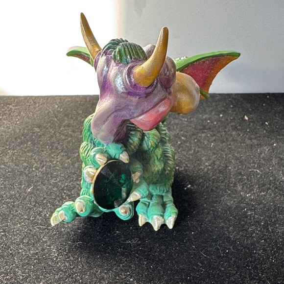 Franklin Mint Multicolor Dragon Figurine with Gemstone. “Guily” - Picture 2 of 9